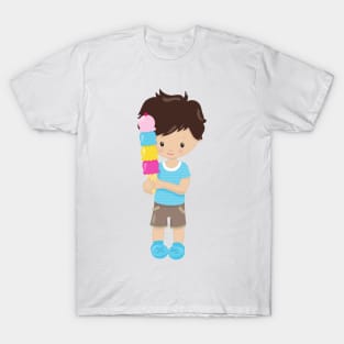 Boy With Ice Cream, Brown Hair, Ice Cream Cone T-Shirt